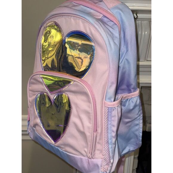 New Pottery Barn Mackenzie Iridescent Pink Purple HEARTS Backpack NO Monogram - Picture 5 of 7